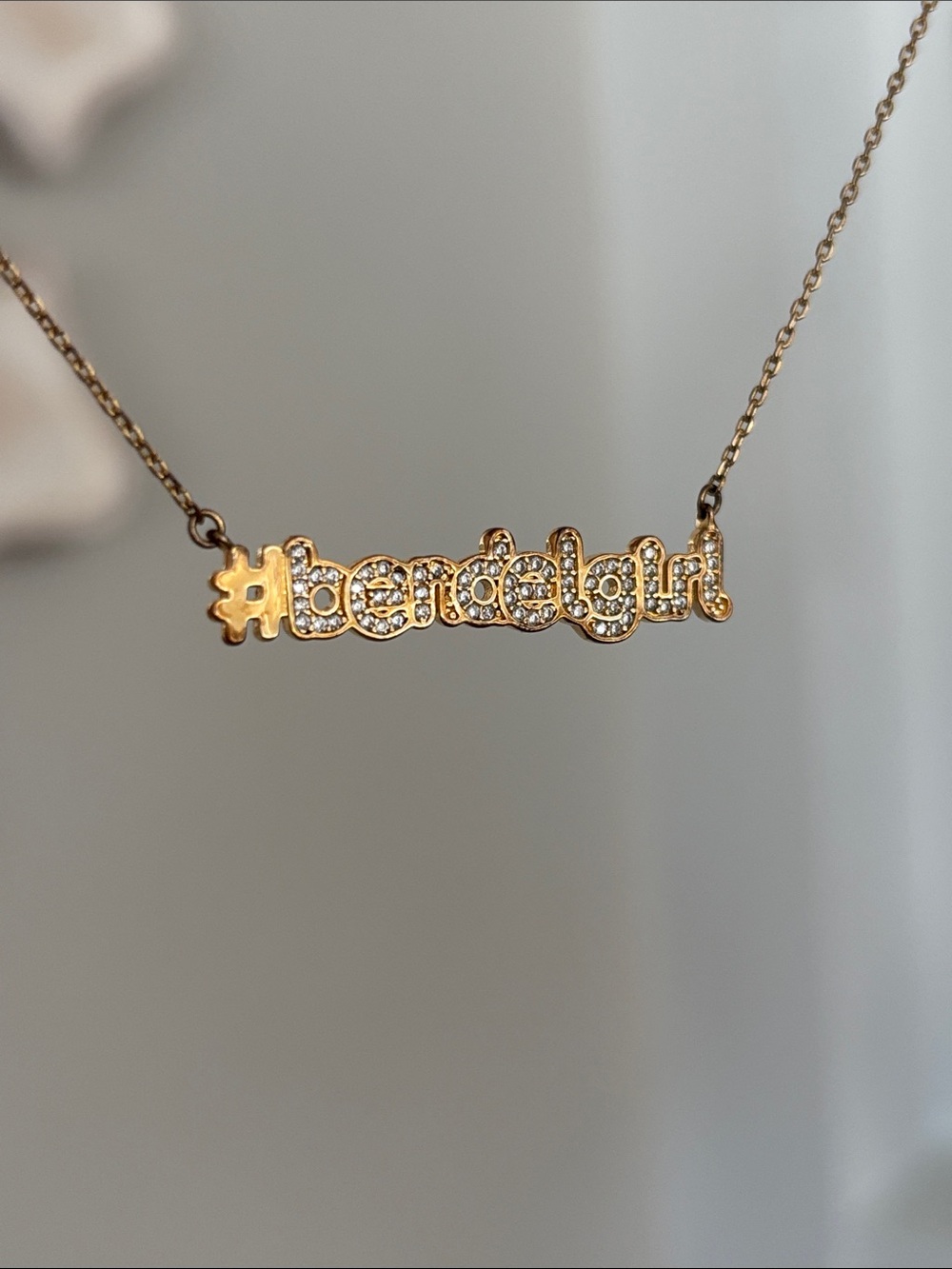 Henri Bendel #bendelgirl rhinestone necklace in gold tone